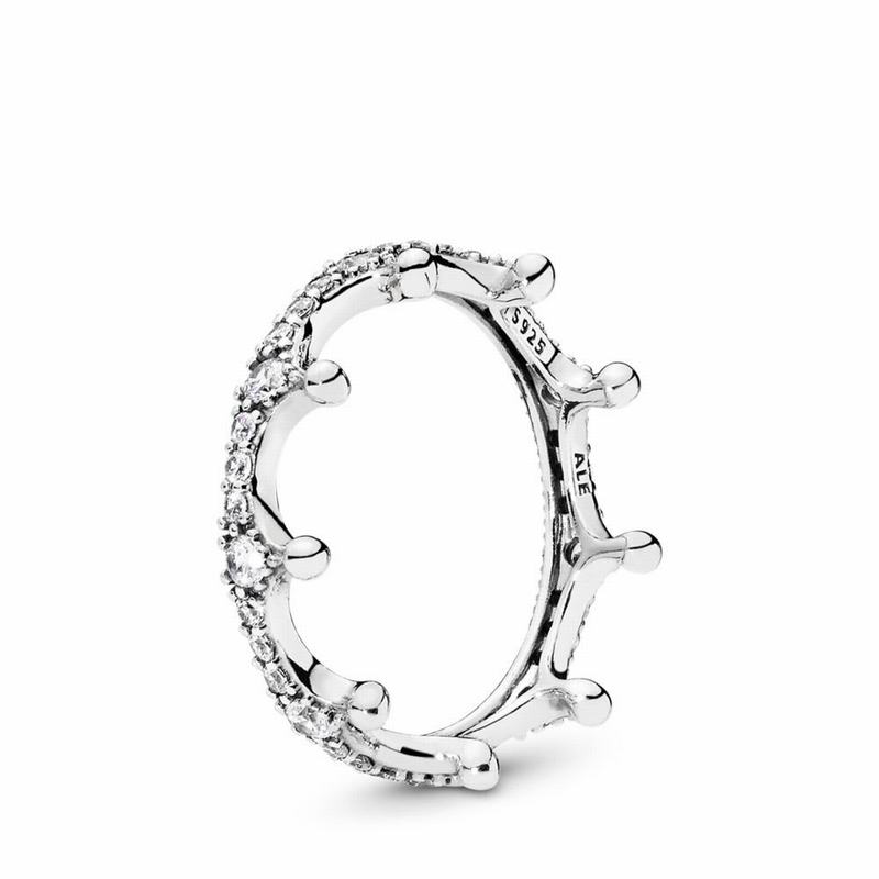 Pandora Clear Sparkling Crown Stackable Ring Clearance NZ, Sterling Silver (549217-WRD)